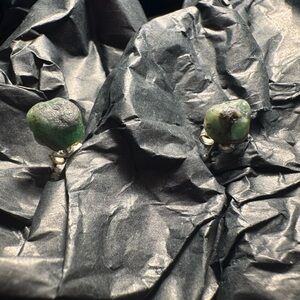 Raw Emerald Stud Earrings